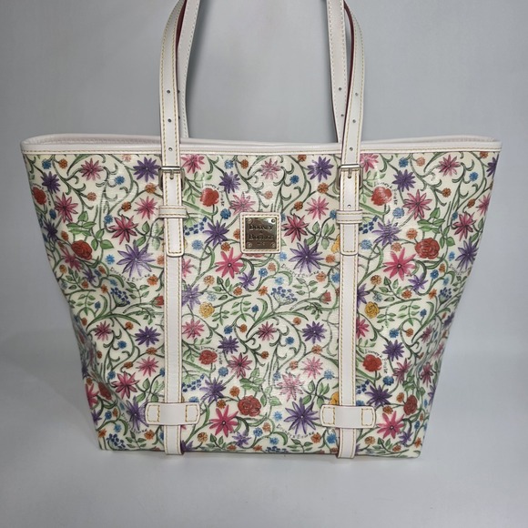 Dooney Bourke Botanical Floral Flowers Large East West Shopper Tote Bag Purse - Picture 2 of 16
